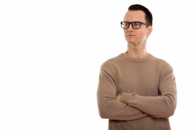 Portrait of young handsome man wearing eyeglasses