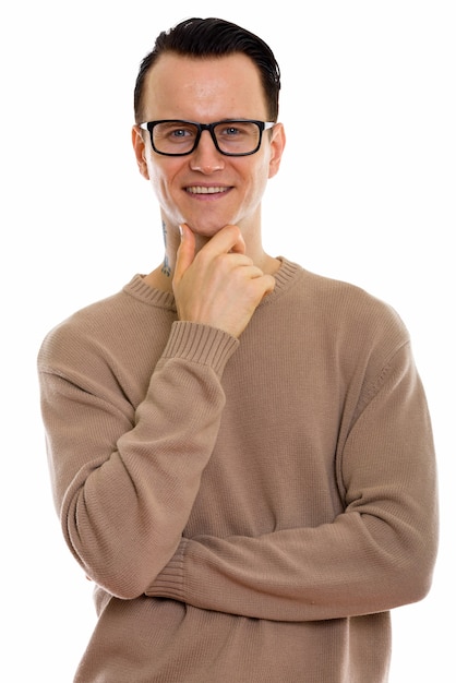 Portrait of young handsome man wearing eyeglasses