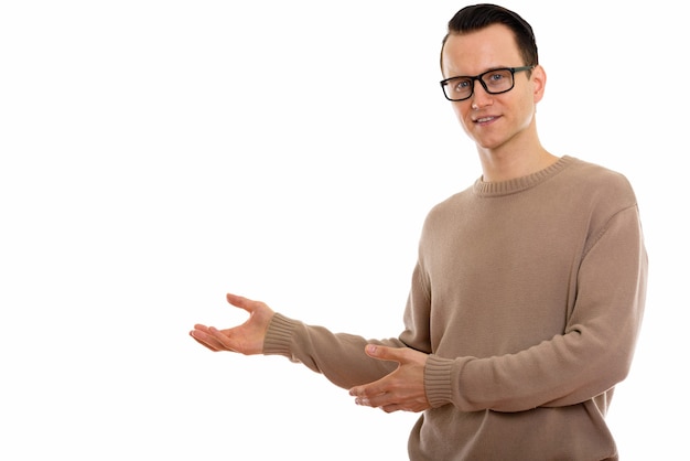 Portrait of young handsome man wearing eyeglasses