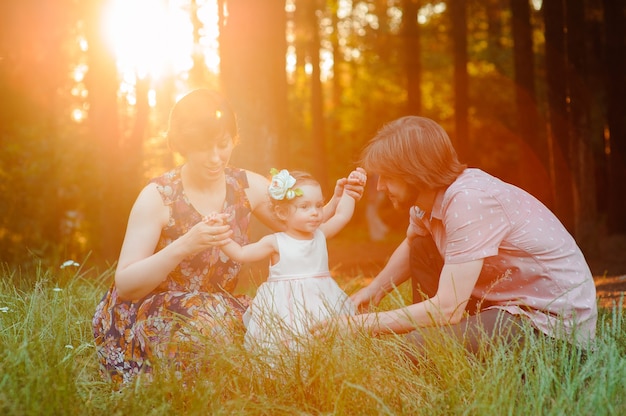 Portrait of young happy family