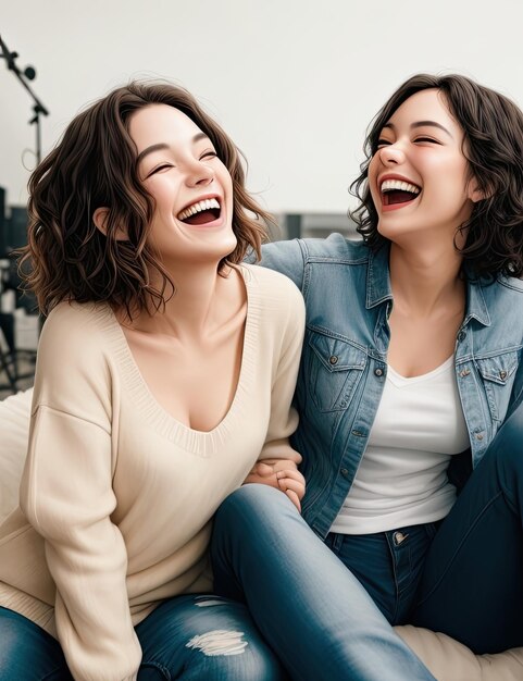 Photo portrait of a young happy woman smiling generated ai