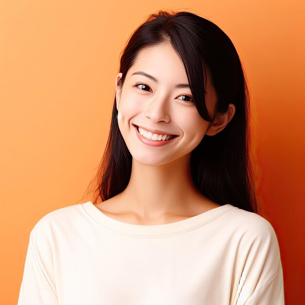 Photo portrait of a young happy woman smiling generated ai