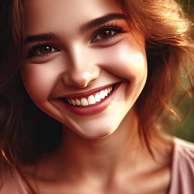 Portrait of a young happy woman smiling generated ai