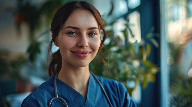 Portrait of young home nurse in nursing home