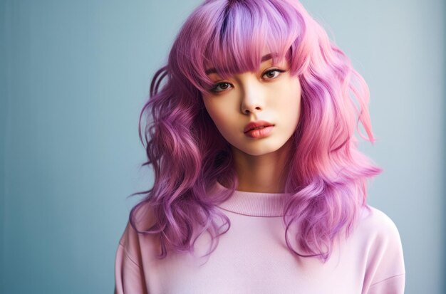 Portrait of a young Korean woman with a wig