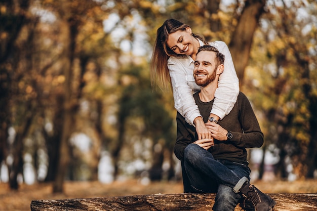 Portrait of a young loving couple hugging and smiling
