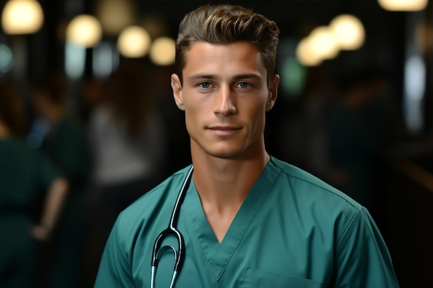 Portrait of a young Male doctor in uniform Generative AI