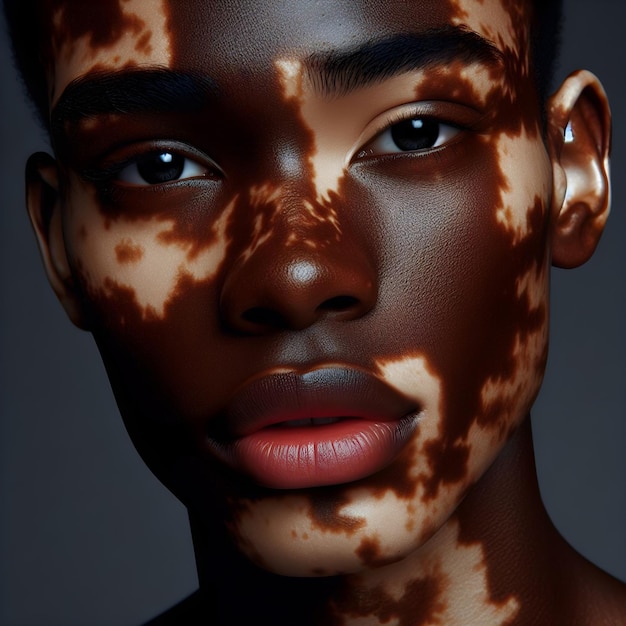 Photo portrait of young male with vitiligo skin