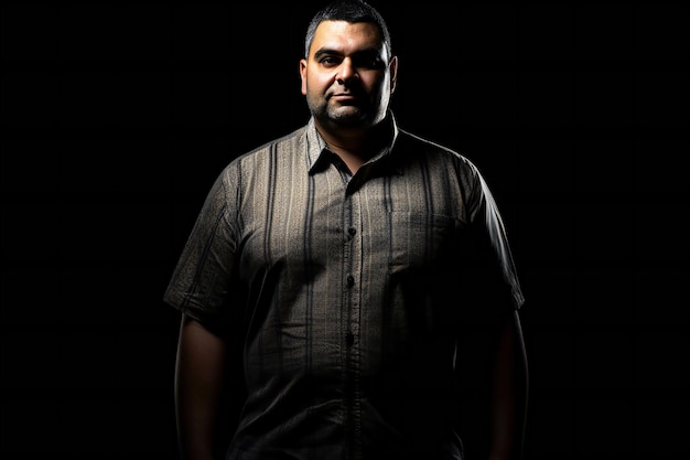 Portrait of a young man in a black shirt against a dark background