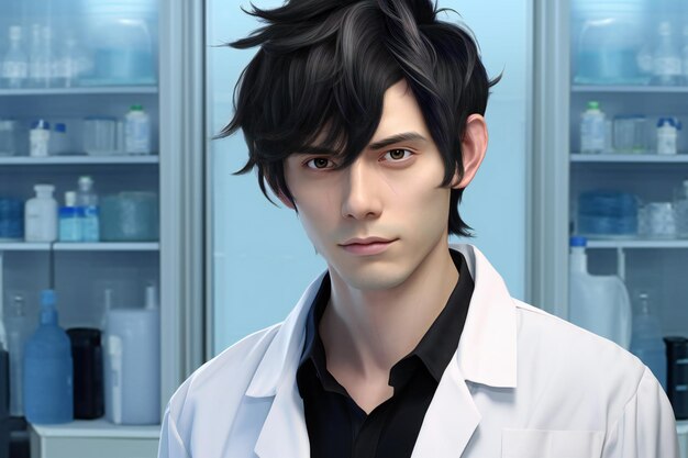 Portrait of a young man in a lab coat