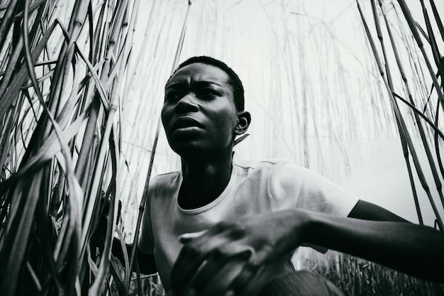 Portrait of young man looking away
