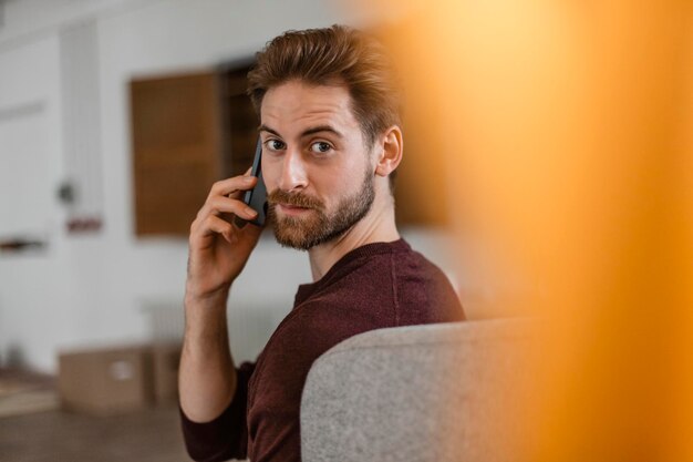 Portrait of young man on the phone