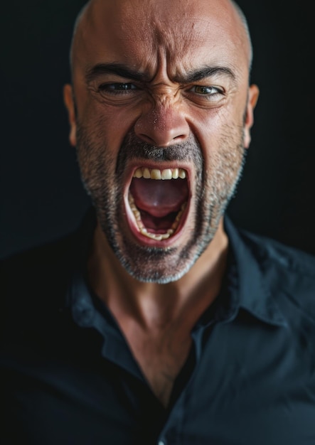 Photo portrait of a young man shouting