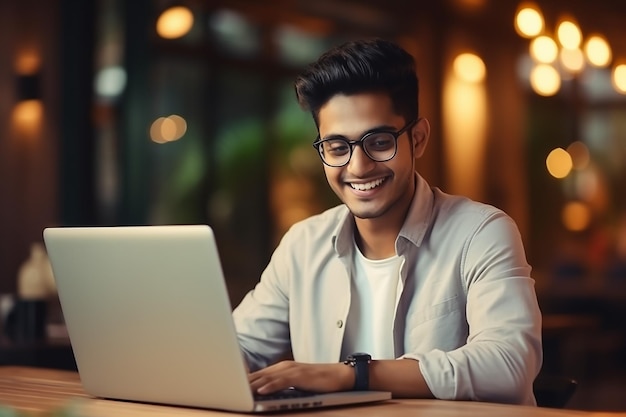 Portrait of young man sitting at his desk in the office