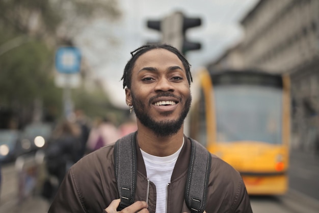 portrait of young man in the street