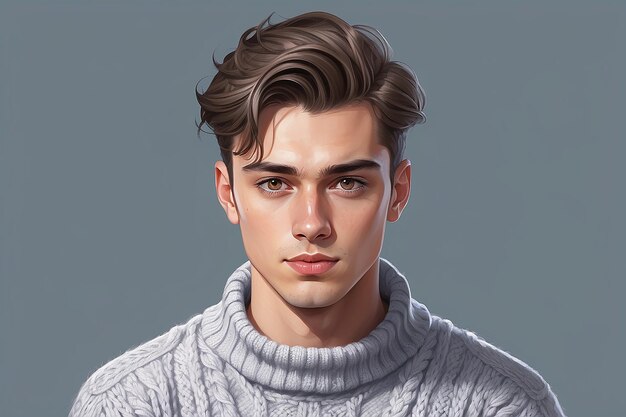 Portrait of the young man in a sweater illustration