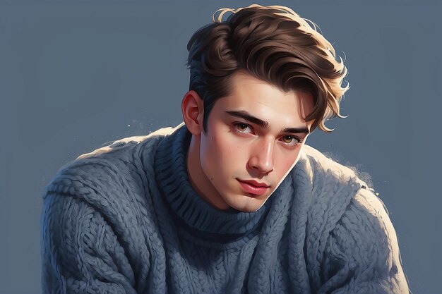 Portrait of the young man in a sweater illustration