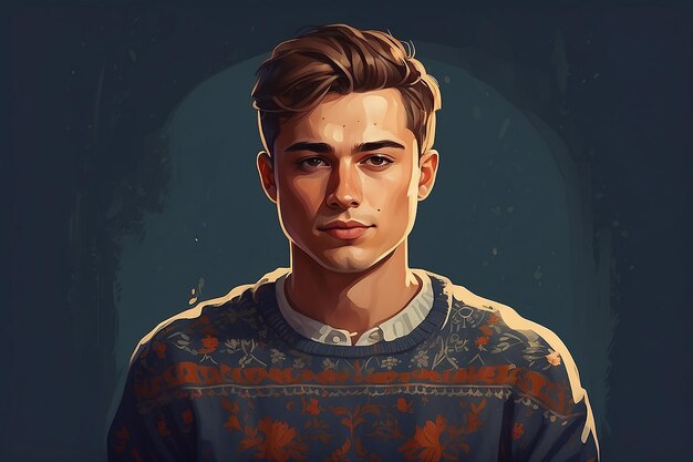 Portrait of the young man in a sweater illustration