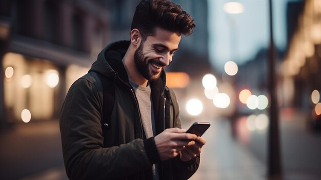 portrait of young man using smartphone