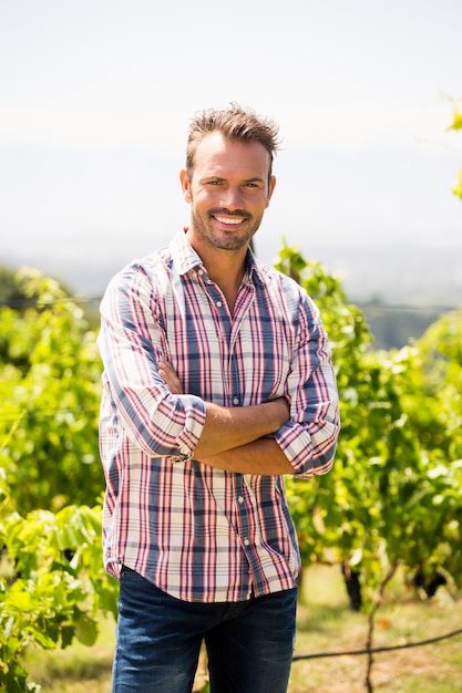 Portrait of young man at vineyard