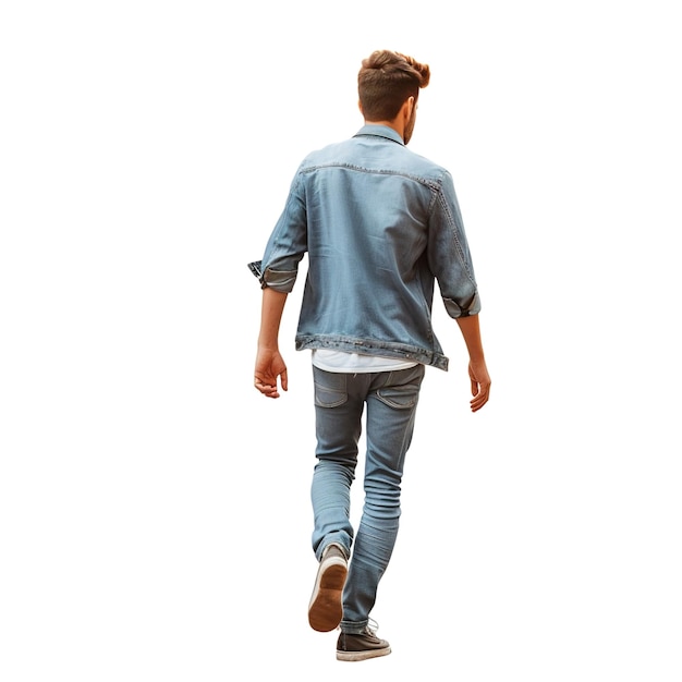 portrait of a young man walking back view