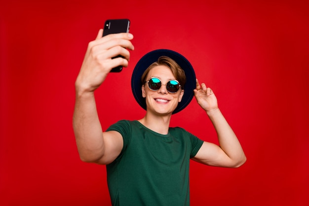 portrait young man with hat