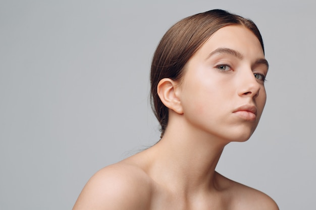 portrait of young model with natural make up