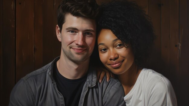 A Portrait of a Young Multiracial Couple AI Generated