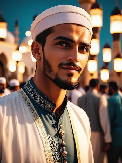 Portrait of young muslim man lifestyle outdoors