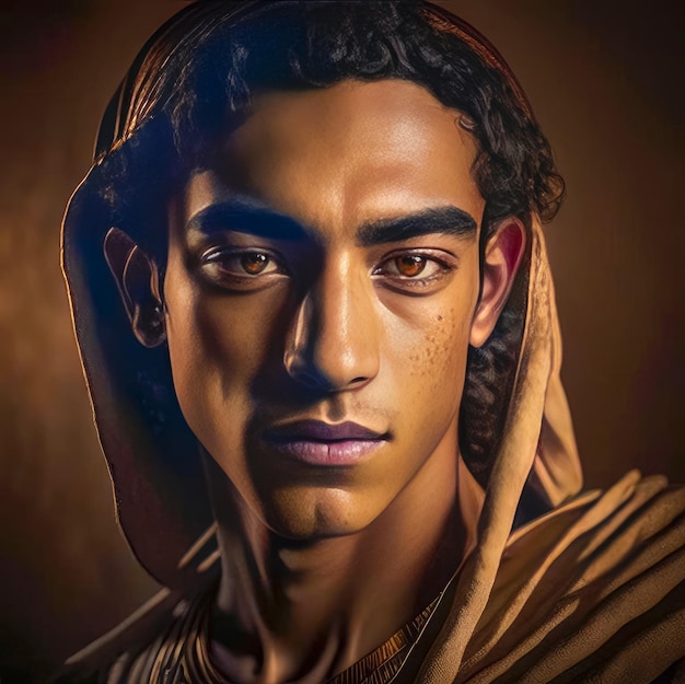 Portrait of a young oriental man in national clothes Arab Egyptian Saudi Moroccan Iranian Yemeni Persian men