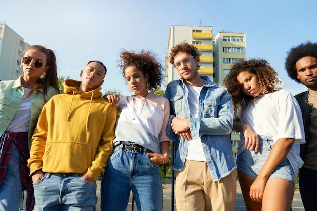 portrait of young people standing next to the railing