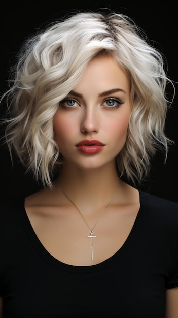 Портрет молодой идеальной женщины с блондинкой с короткими волосами