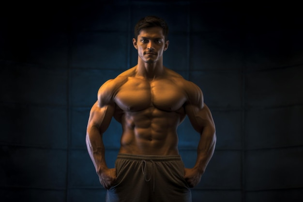 Portrait Of A Young Physically Fit Man Showing His Well Trained Body