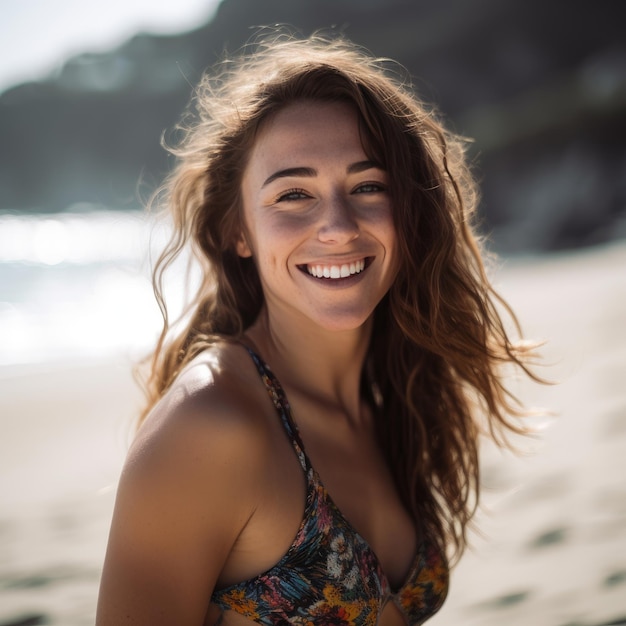 Portrait of a Young Pretty Girl at the Beach