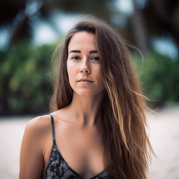 Portrait of a Young Pretty Girl at the Beach