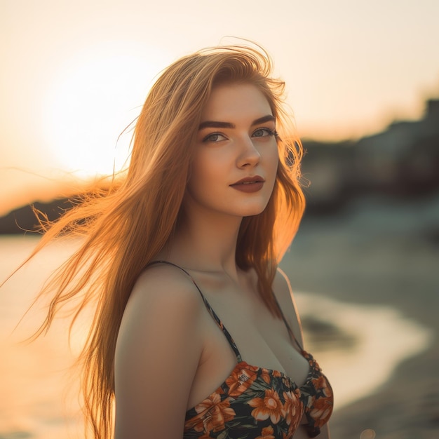 Portrait of a Young Pretty Girl at the Beach