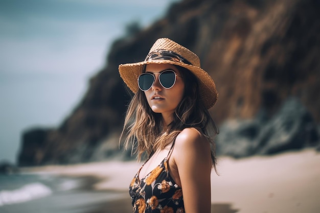 Portrait of a Young Pretty Girl at the Beach