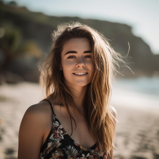 Portrait of a Young Pretty Girl at the Beach