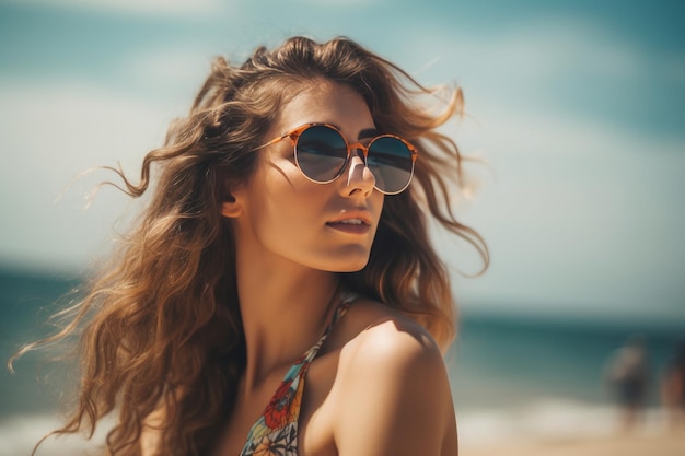 Portrait of a Young Pretty Girl at the Beach