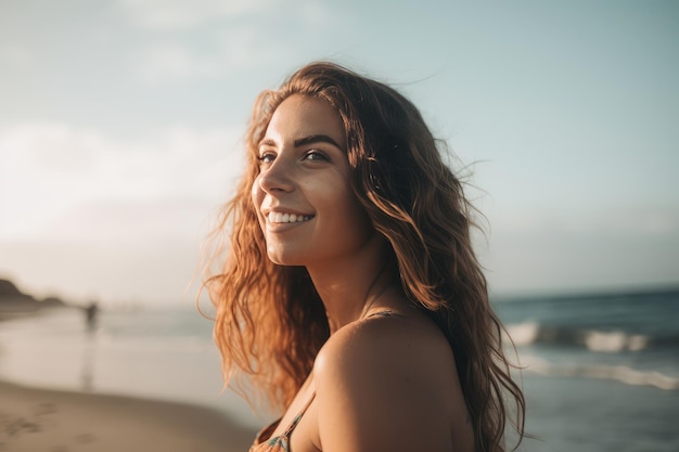 Portrait of a Young Pretty Girl at the Beach