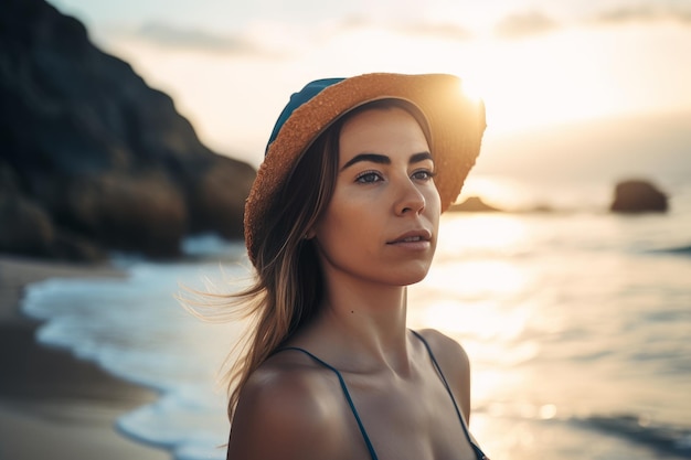 Portrait of a Young Pretty Girl at the Beach