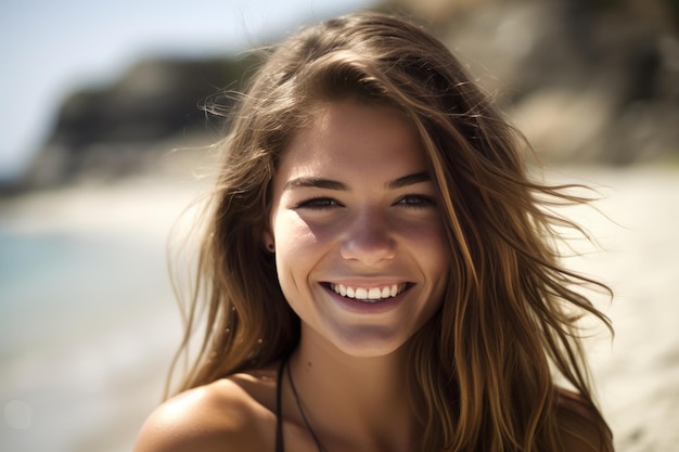 Portrait of a Young Pretty Girl at the Beach