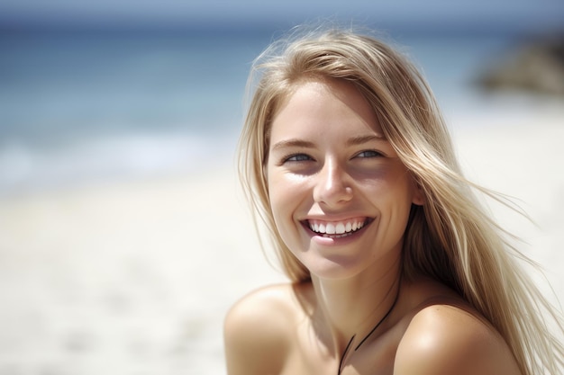 Portrait of a Young Pretty Girl at the Beach