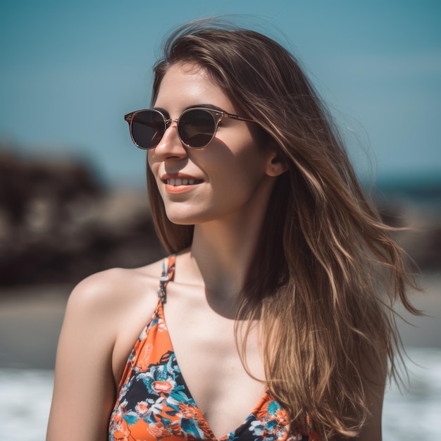 Портрет молодой красивой девушки на пляже