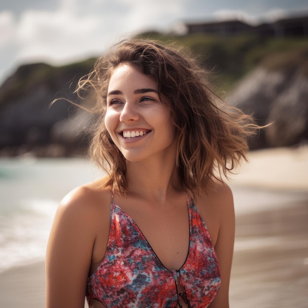 Portrait of a Young Pretty Girl at the Beach