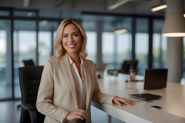 Portrait Young professional business woman in formal attire dress is working in an office confident