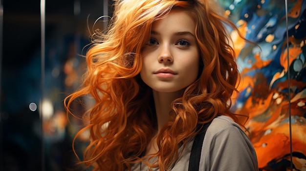 Photo portrait of a young redhead woman with a red hair