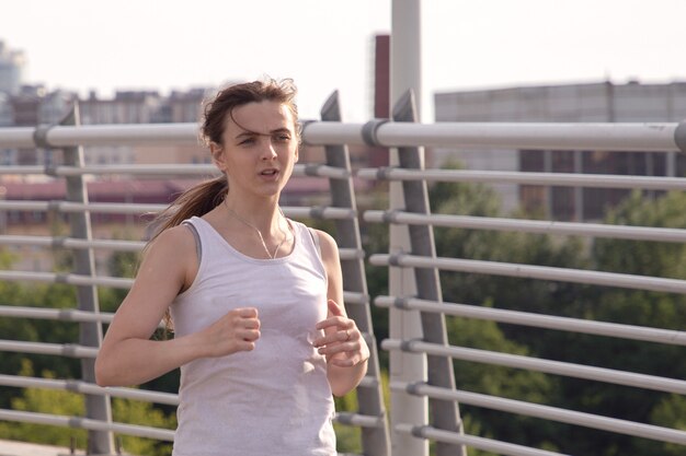 Portrait of a young running girl