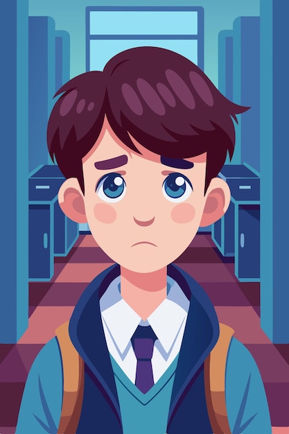 Portrait of young sad student being bullied in school