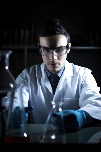 Photo portrait of a young scientist working in a lab